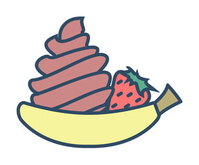 Poster - banana ice cream colored dusk style icon illustration on transparent background