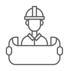 Poster - Industry flat, architect, construction, engineer, foreman, helmet industrial work on white background icon illustration on transparent background