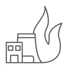 Poster - Industry flat, danger, emergency, fire, flame industrial smoke on white background icon illustration on transparent background