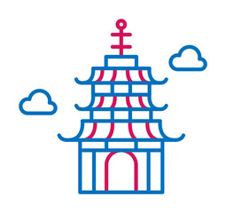 Poster - Japan, pagoda icon illustration on transparent background
