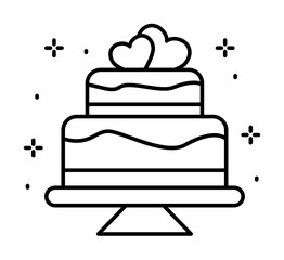 Poster - Cake, heart icon illustration on transparent background