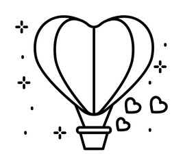 Poster - Air balloon, heart icon illustration on transparent background