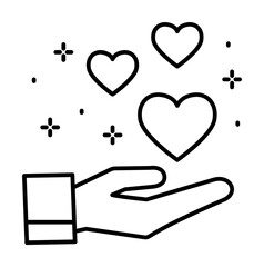 Poster - Hand, heart icon illustration on transparent background