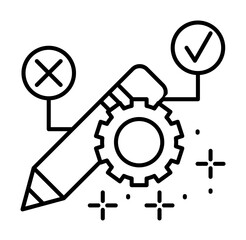 Poster - Pencil gear icon illustration on transparent background