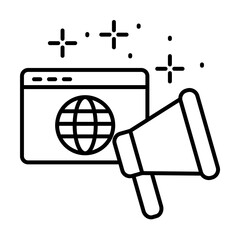 Poster - Website globe marketing megaphone icon illustration on transparent background