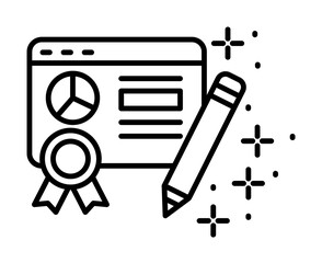 Poster - Pencil medal chart website icon illustration on transparent background