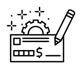 Poster - Check gear pencil icon illustration on transparent background