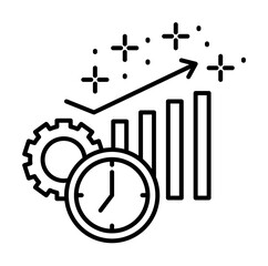 Poster - Clock gear chart icon illustration on transparent background