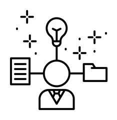 Poster - Human light bulb folder file icon illustration on transparent background