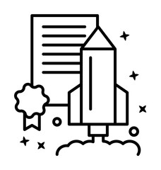Poster - Startup rocket ship award icon illustration on transparent background