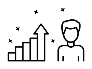 Poster - Bar graph hand up capacity icon illustration on transparent background