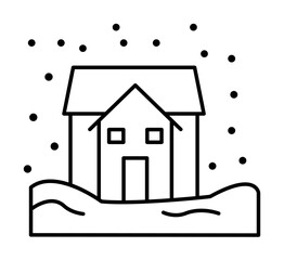 Poster - House, winter, snow icon illustration on transparent background
