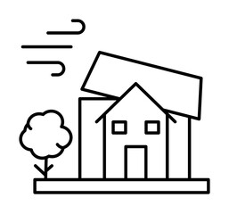 Poster - House, windy icon illustration on transparent background