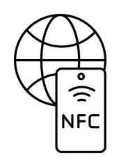 Sticker - Global, phone, nfc icon illustration on transparent background