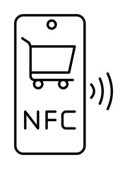 Sticker - Phone, nfc, shopping cart icon illustration on transparent background