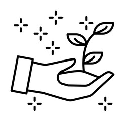 Sticker - Sprout hand plant icon illustration on transparent background