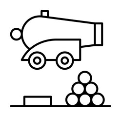 Poster - Cannon, pirate icon illustration on transparent background