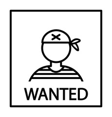 Poster - Wanted, poster, pirate icon illustration on transparent background