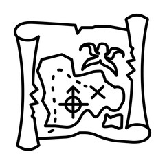 Poster - Treasure map, pirate icon illustration on transparent background