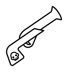 Poster - Flintlock pistol, pirate icon illustration on transparent background