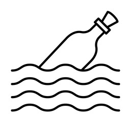 Poster - Sea, bottle, pirate icon illustration on transparent background