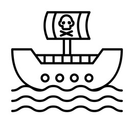 Poster - Ship, pirate icon illustration on transparent background