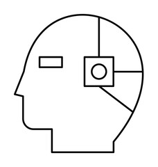 Poster - Robotic technology head mind icon illustration on transparent background