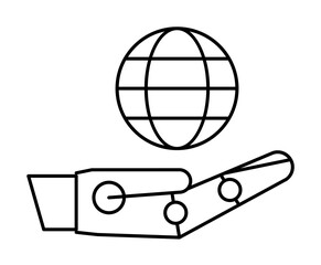 Poster - Robotic technology hand world icon illustration on transparent background