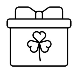 Poster - Gift, box, clover icon illustration on transparent background