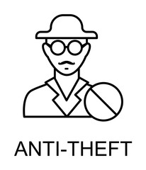 Poster - anti theft outline icon illustration on transparent background