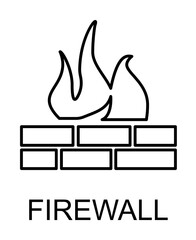 Poster - firewall outline icon illustration on transparent background