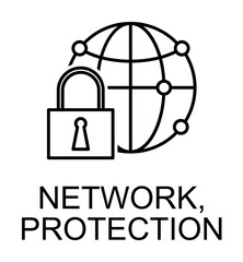 Poster - network protection outline icon illustration on transparent background