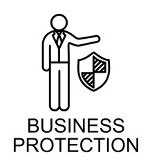 Poster - business protection outline icon illustration on transparent background