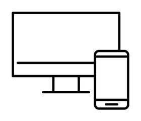 Poster - synchronization monitor smart phone icon illustration on transparent background