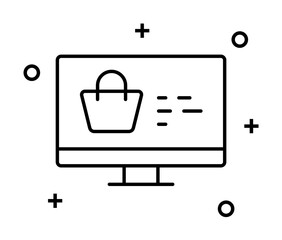 Poster - Online monitor shopping icon illustration on transparent background