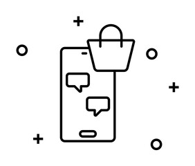 Poster - Shopping online chat mobile icon illustration on transparent background