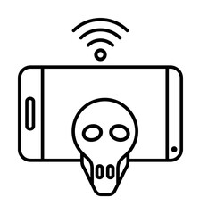 Sticker - Hacker, media, smartphone icon illustration on transparent background