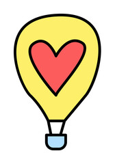 Poster - Valentine's Day, air balloon icon illustration on transparent background