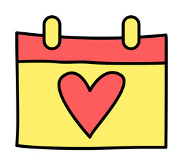 Poster - Valentine's Day, calendar icon illustration on transparent background