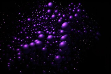 Wall Mural - purple and black background with lots of dots and spheres, 3d render