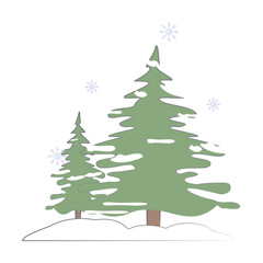 Poster - Pine tree snow winter colored icon illustration on transparent background