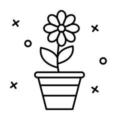 Poster - Flower, pot icon illustration on transparent background