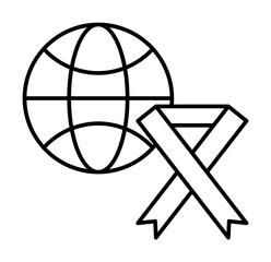 Poster - Ribbon cancer globe icon illustration on transparent background