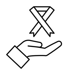 Poster - Ribbon cancer hand care icon illustration on transparent background