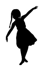 Poster - silhouette of girl balance in rope on white background icon illustration on transparent background