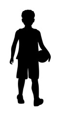 Poster - boy with ball silhouette on white background icon illustration on transparent background