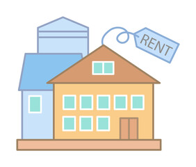 Poster - Rent house or building icon illustration on transparent background