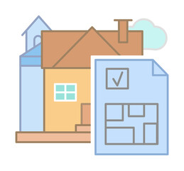 Poster - Drawing house plan icon illustration on transparent background