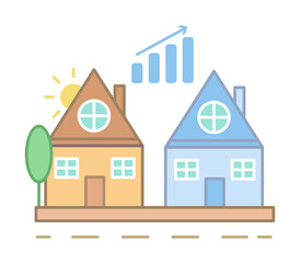 Poster - Rise in property prices icon illustration on transparent background