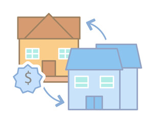 Poster - Change hoses with money icon illustration on transparent background